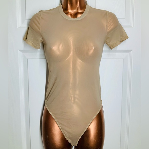 Tan Cream Mesh Bodysuit - Picture 5 of 7